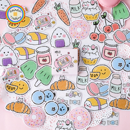 YWJL339 Cartoon Pocket Snacks Series 45pcs in Box packing Cute Kawaii Novelty Office School Girl Student Hand Account DIY Washi Paper Stickers