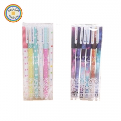 YWGZ021 6pcs 6 Colors in Cute Kawaii Novelty Floral Solar Printing Surface Office School Stationery Smooth Writing 0.5mm Gel Pens