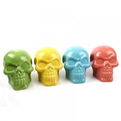 YWYHG076 RDT Novelty Kid Halloween Gift Use Ceramics Material Artificial Human Head Skull Piggy Bank Home Decoration Crafts