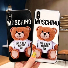  モスキーノ アイフォンiphone12/12 pro/12 mini/12pro maxケース11/11pro max ケース ブランド MOSCHINO iphone xr/11 pro保護カバー 可愛い iphone11/xs/xs maxハードスマホケース 熊ちゃん付き