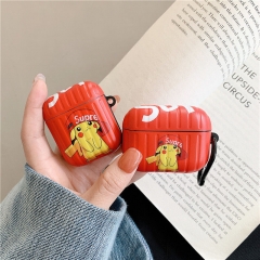 人気シュプリーム AirPods proケースブランド supreme Air Pods3/2/1カバー 可愛い  AirPodsイヤホーンケース リング付き AirPods pro収納ケース ファッション ピカチュウ 男女兼用