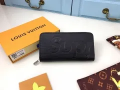 ルイヴィドン シュプリーム 高級コラボ 長財布 大容量 カード 紙幣 小銭 携帯入れ  レデイース愛用