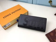 ルイヴィドン シュプリーム 高級コラボ 長財布 大容量 カード 紙幣 小銭 携帯入れ  レデイース愛用