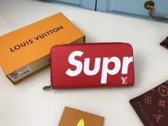 ルイヴィドン シュプリーム 高級コラボ 長財布 大容量 カード 紙幣 小銭 携帯入れ  レデイース愛用