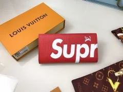 ルイヴィドン シュプリーム 高級コラボ 長財布 大容量 カード 紙幣 小銭 携帯入れ  レデイース愛用