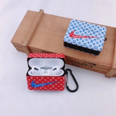 ルイヴィドン Airpods proケース オシャレ シュプリーム ヘッドホンケース ブランド ナイキ Airpods3/2/1 収納ケース 大人気 エアーポッズプロケース  フック付き 高級コラボ