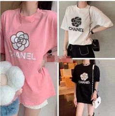 シャネル Tシャツ   綺麗 chanel 半袖ティシャツ  ファッション設計 大人気 レデイース