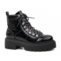 black stylish sexy pu work safety boots for women and ladies