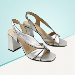 Fashion Elegant Sliver High Heel Shoes Summer Women Sandals for Slides