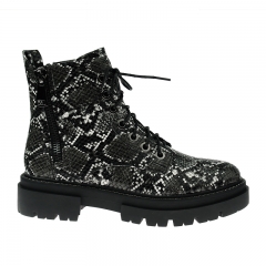 ew women chunky lace up Boots Platform Boots in snake pattern PU