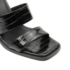 New Products Manifold Women Black Slip on Heels Sandals