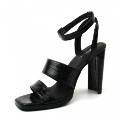 New Products Manifold Women Black Slip on Heels Sandals