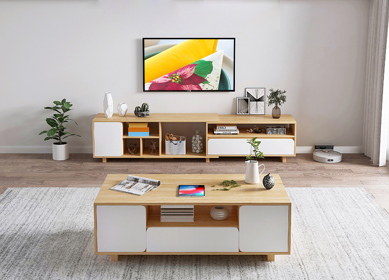 Living Room Bedroom with Simple Telescopic TV Cabinet, Simple Modern TV Stand
