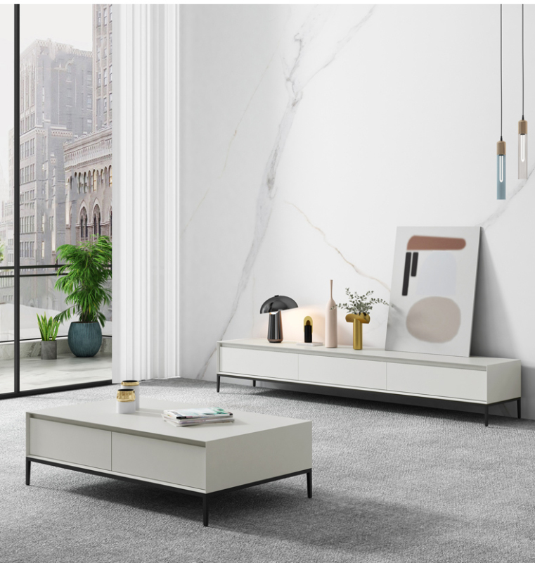 Modern Simple Living Room TV Cabinet Tea Table Combination Set Nordic Light Luxury Bedroom Simple TV Stand