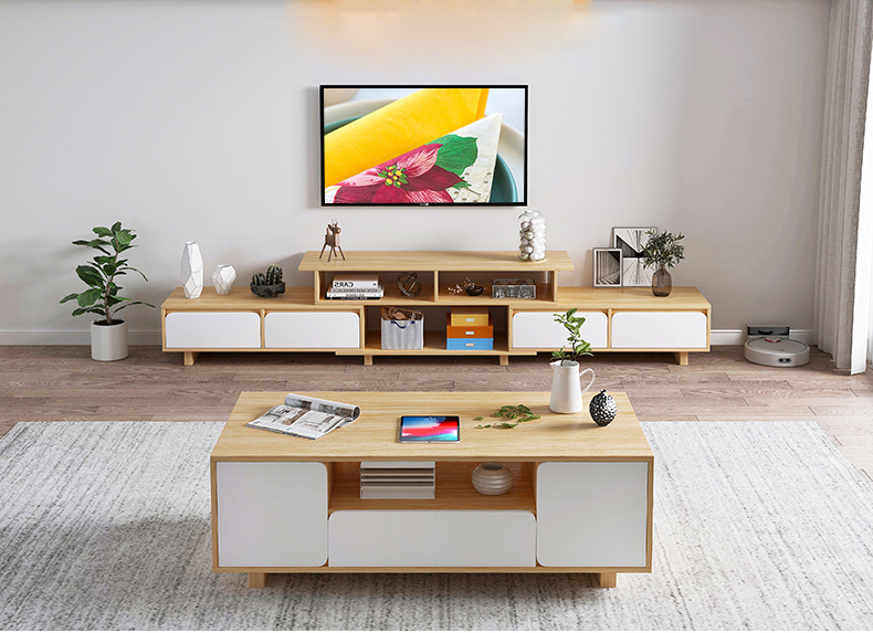Living Room Bedroom with Simple Telescopic TV Cabinet, Simple Modern TV Stand