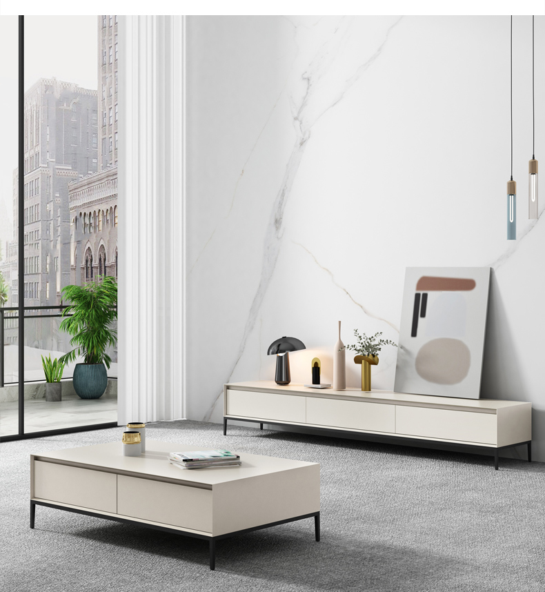 Modern Simple Living Room TV Cabinet Tea Table Combination Set Nordic Light Luxury Bedroom Simple TV Stand