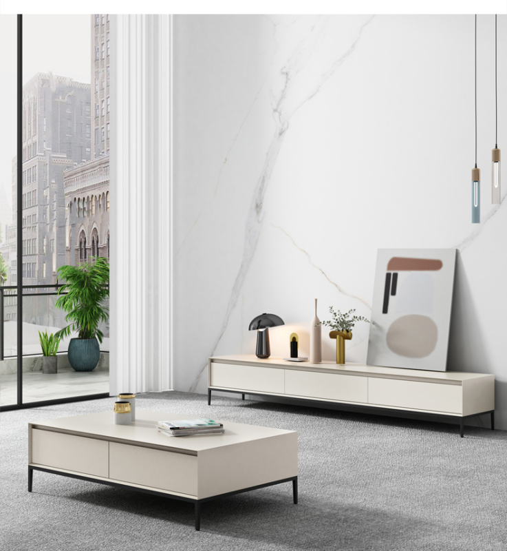 Modern Simple Living Room TV Cabinet Tea Table Combination Set Nordic Light Luxury Bedroom Simple TV Stand