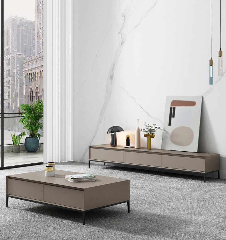 Modern Simple Living Room TV Cabinet Tea Table Combination Set Nordic Light Luxury Bedroom Simple TV Stand