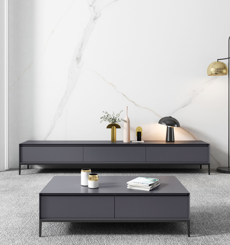Modern Simple Living Room TV Cabinet Tea Table Combination Set Nordic Light Luxury Bedroom Simple TV Stand