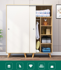 Wardrobe Modern Simple Household Bedroom Children's Solid Wood Sliding Door Wardrobe
