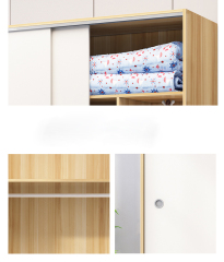 Wardrobe Modern Simple Household Bedroom Children's Solid Wood Sliding Door Wardrobe