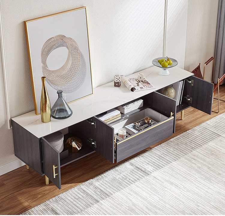 Modern Simple Light Luxury Style Living Room TV Cabinet Tea Table Combination Furniture TV Stand