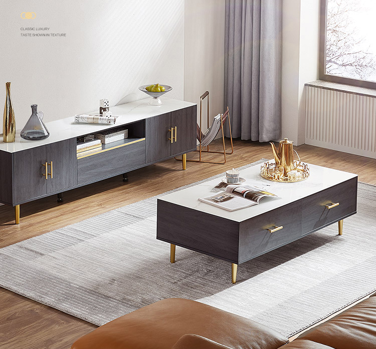 Modern Simple Light Luxury Style Living Room TV Cabinet Tea Table Combination Furniture TV Stand