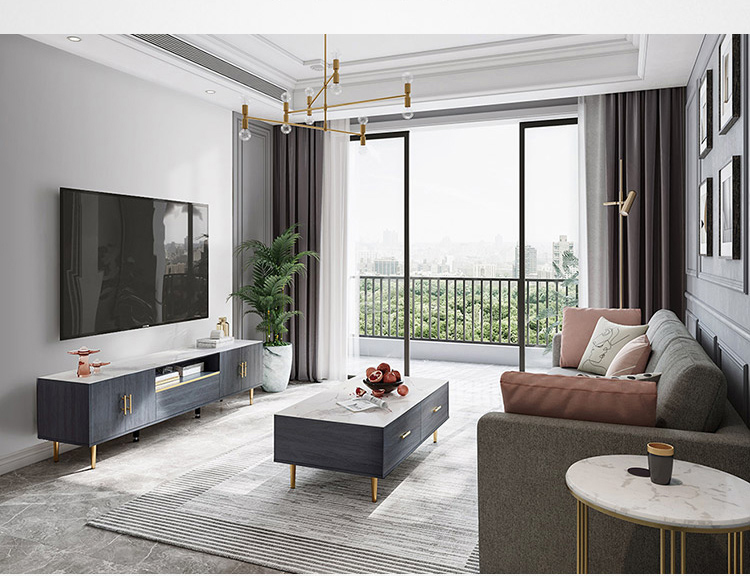 Modern Simple Light Luxury Style Living Room TV Cabinet Tea Table Combination Furniture TV Stand
