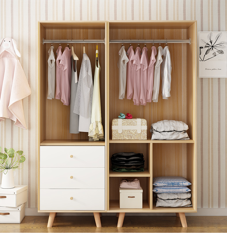 Wardrobe Solid Wood Modern Simple Children's Cabinet Household Bedroom Simple Wardrobe