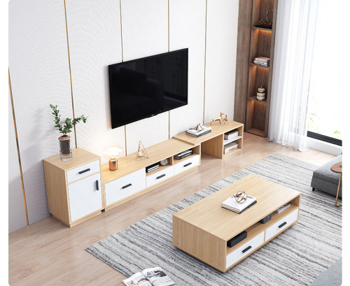 TV Cabinet Tea Table Combination Set Solid Wood Color Modern Simple TV Living Room Bedroom TV Stand
