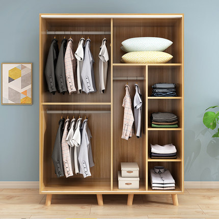 Wardrobe Solid Wood Modern Simple Children's Cabinet Household Bedroom Simple Wardrobe