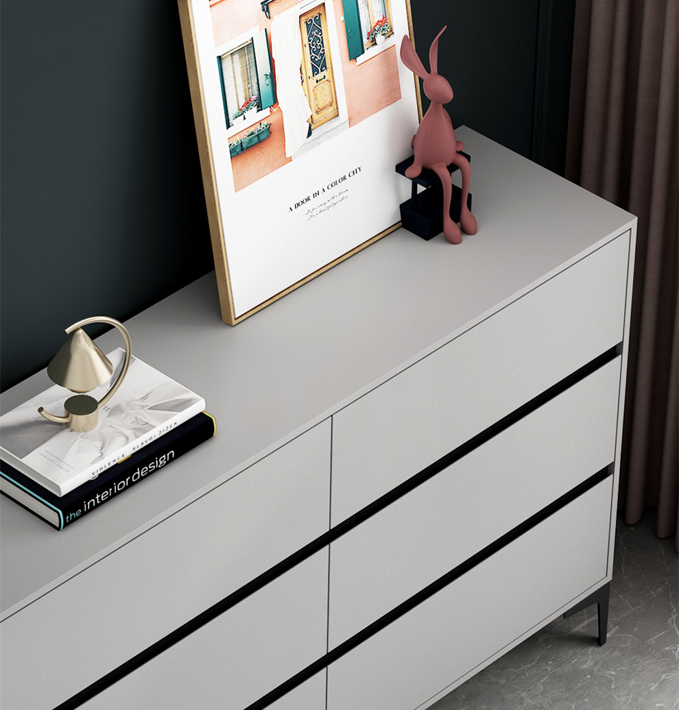 Simple Bedroom Living Room Nordic Gray Storage Cabinet Cabinet Cabinet Six-Bin