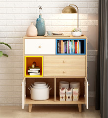 Nordic Living Room Cabinet Storage Cabinet Multi-Functional Combination Sideboard Cabinet Modern Simple Living Room Solid Wood Porch Cabinet