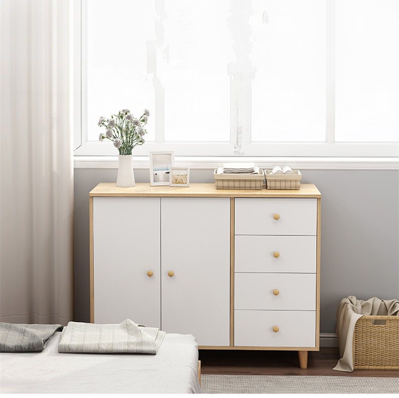 Nordic bedroom cabinet of drawers storage cabinet solid wooden leg storage cabinet simple modern combination storage cabinet