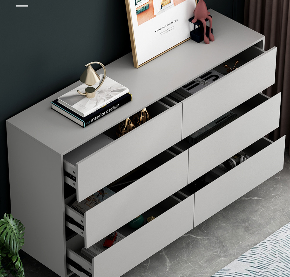 Simple Bedroom Living Room Nordic Gray Storage Cabinet Cabinet Cabinet Six-Bin