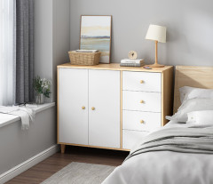 Nordic bedroom cabinet of drawers storage cabinet solid wooden leg storage cabinet simple modern combination storage cabinet