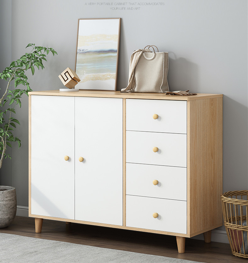 Nordic bedroom cabinet of drawers storage cabinet solid wooden leg storage cabinet simple modern combination storage cabinet