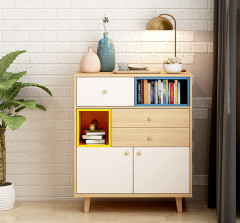 Nordic Living Room Cabinet Storage Cabinet Multi-Functional Combination Sideboard Cabinet Modern Simple Living Room Solid Wood Porch Cabinet