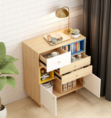 Nordic Living Room Cabinet Storage Cabinet Multi-Functional Combination Sideboard Cabinet Modern Simple Living Room Solid Wood Porch Cabinet