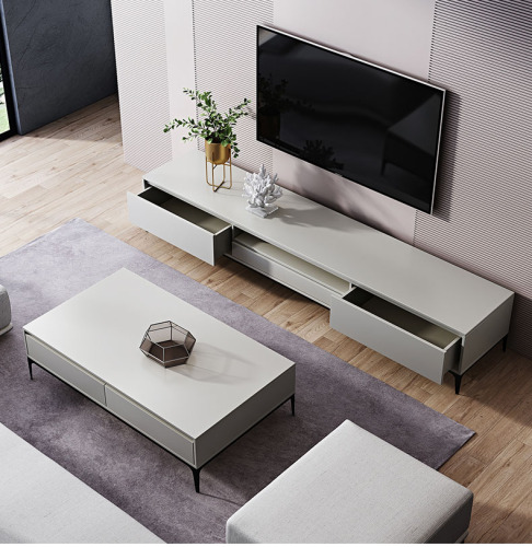 Nordic home furniture TV cabinet tea table combination set modern living room high foot cabinet simple TV cabinet/TV stand