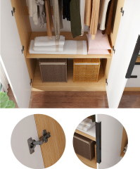 Wardrobe Solid Wood Modern Simple Household Bedroom Sliding Door Wardrobe Simple Hanging Closet