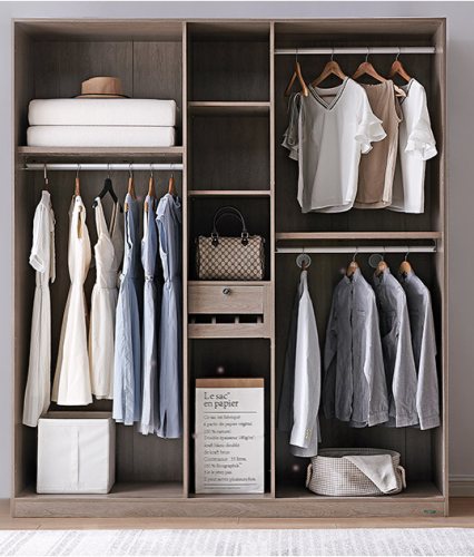 Wardrobe Simple Four Door Five Door Wardrobe Dark Oak Grain Bedroom Furniture Wardrobe