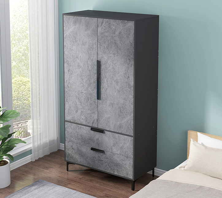 Wardrobe Solid Wood Modern Simple Household Bedroom Sliding Door Wardrobe Simple Hanging Closet