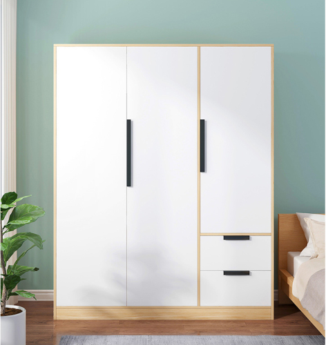 Wardrobe Solid Wood Modern Simple Household Bedroom Sliding Door Wardrobe Simple Hanging Closet