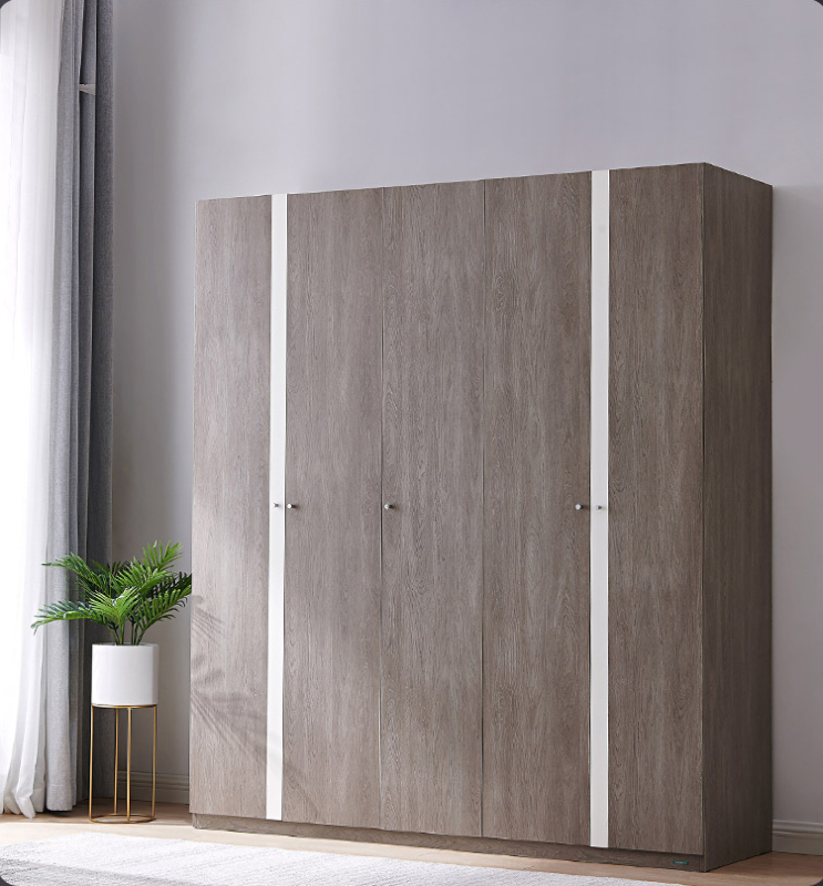 Wardrobe Simple Four Door Five Door Wardrobe Dark Oak Grain Bedroom Furniture Wardrobe