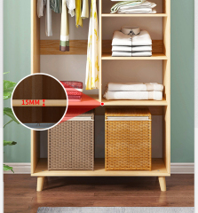 Wardrobe Solid Wood Modern Simple Household Bedroom Sliding Door Wardrobe Simple Hanging Closet