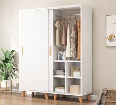 Wardrobe Solid Wood Modern Simple Household Bedroom Sliding Door Wardrobe Simple Hanging Closet