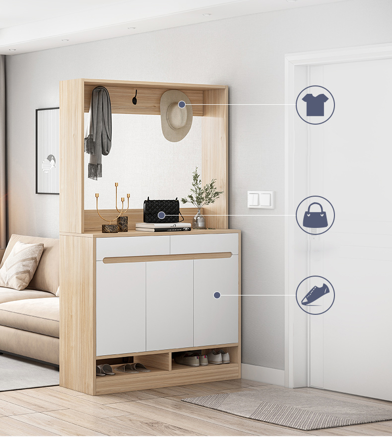 Shoe Cabinet Household Door with Hanger Multi Functional Clothes and Hats Storage Porch Cabinet Shoe Rack