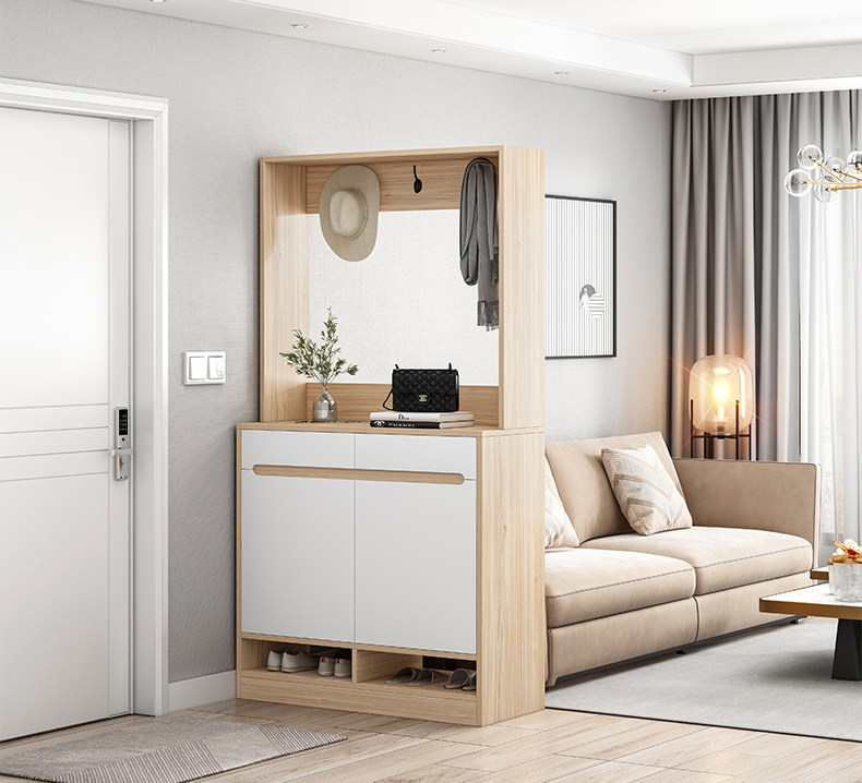 Shoe Cabinet Household Door with Hanger Multi Functional Clothes and Hats Storage Porch Cabinet Shoe Rack