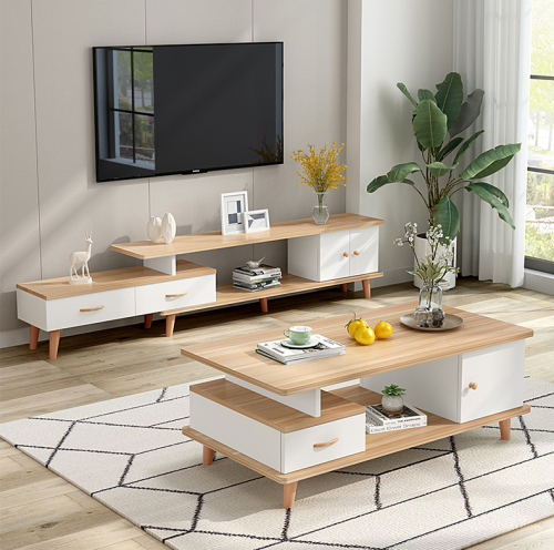 TV Cabinet Tea Table Combination Nordic Living Room Telescopic TV Cabinet Modern and Simple TV Stand